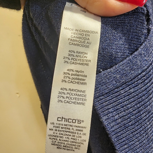 Chico's Blue 3/4 Sleeve Relaxed Blouse size 1 - Picture 10 of 13